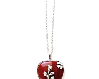Natürlicher roter Karneol Edelstein herzförmiger Anhänger, handgemachte Kette, Roter Achat Minimalist Halskette
