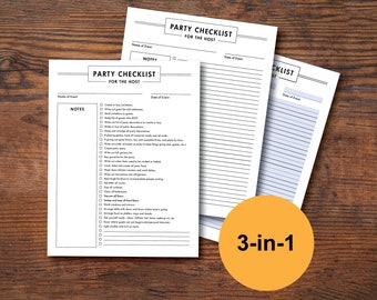 Checklist feest, checklist voor evenementenplanning, digitale checklist voor host, lijst met host-presentatoren, bewerkbare gids voor feestplanning, digitale download