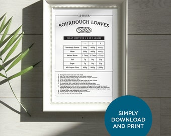 Cheatsheet voor zuurdesem, broodrecept, afdrukbaar zuurdesemrecept