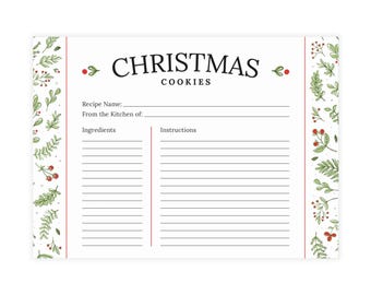 Receptkaart kerstkoekjes, pak van 10 ansichtkaarten, pakket met feestrecepten van 5 x 7