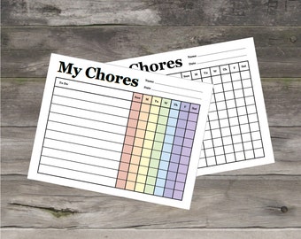 Weekly Chore Chart Instant Download