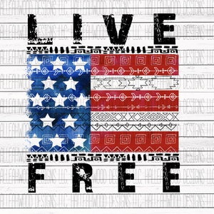 Live Free Aztec American Flag Digital Design