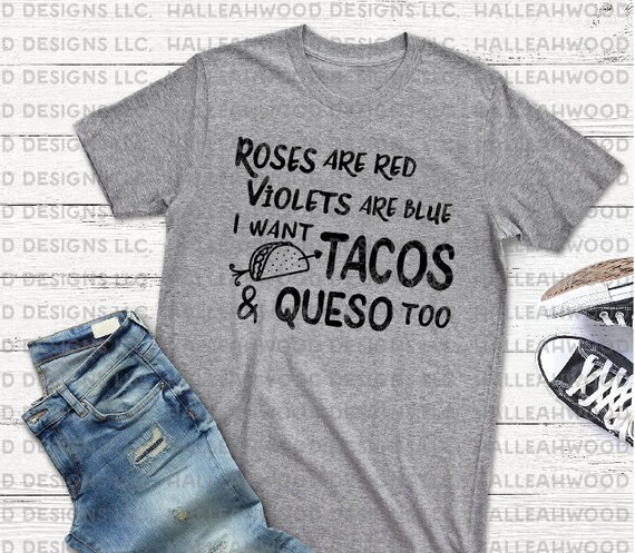 Roses are red... TACOS DIGITAL DESIGN | Etsy