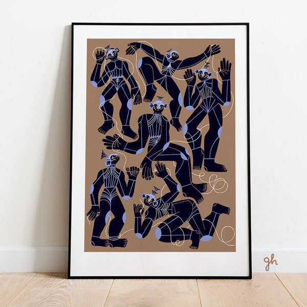 Modern wall art: Fables for Robots / Modern painting print / Book illustration / 50x70, 40x50, 30x40 poster / Polish poster art