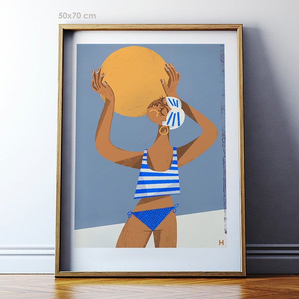 Art print: You are my Sunshine. Summer. Fine art giclee print on archival paper. Illustration. 50x70, 30x40 cm. Poster. Retro. Positive.