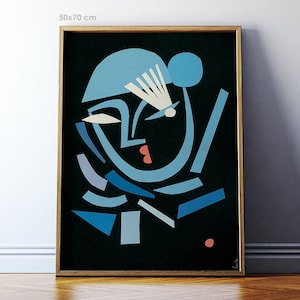Blaues Auge / Abstraktes Gesicht Illustration / Hochwertiger Giclée Druck / 50x70, 40x50, 30x40 cm / Abstrakte Kunst Poster / Geometrischer Scherenschnitt