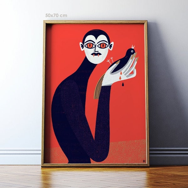 Art print: Vampire / Fine art illustration print / 50x70, 40x50, 30x40 cm / Nosferatu Poster / Vampire art print /  Vampire illustration