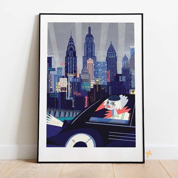 Giclee print: New York City / Fine art print / New York wall art / NYC Illustration / Mid century style art / Retro illustration