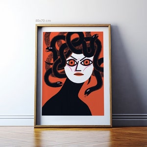 Art print: Medusa – Red / Fine art illustration print / 50x70, 40x50, 30x40 cm / Mythology poster / Medusa illustration / Mythology wall art