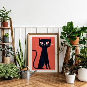 Wall art giclee print: Black Cat / Black cat print / Cat wall decor / Cat art / Illustration. 50x70cm, 40x50, 30x40 cm / Cat poster for kids image 9