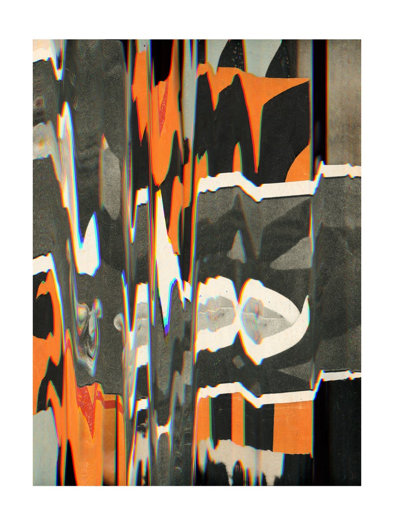 Abstract collage art print / Giclee print of original glitch collage / Glitch art wall decor / Abstract collage / Abstract wall decor image 1