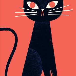 Wall art giclee print: Black Cat / Black cat print / Cat wall decor / Cat art / Illustration. 50x70cm, 40x50, 30x40 cm / Cat poster for kids image 4