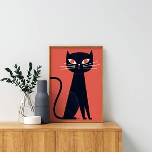 Wall art giclee print: Black Cat / Black cat print / Cat wall decor / Cat art / Illustration. 50x70cm, 40x50, 30x40 cm / Cat poster for kids image 8