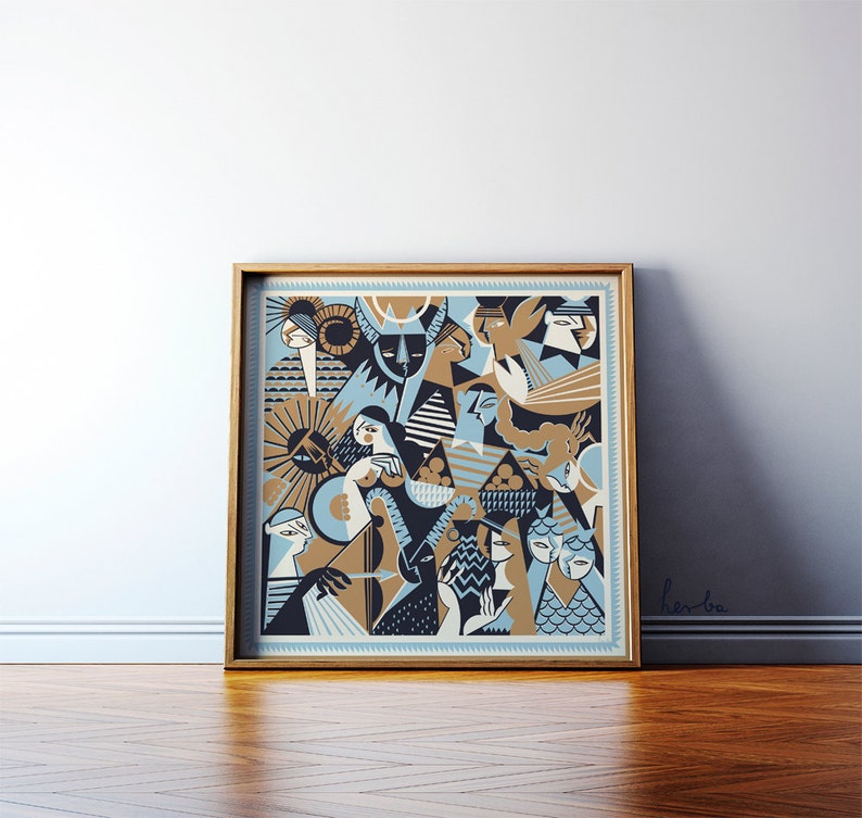 50x50 cm horoscope wall art Astrology poster Zodiac wall decor Zodiac signs art print Zodiac illustration gicl\u00e9e print 30x30