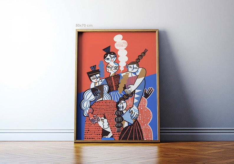 Girlfriends / Modern art print / Girls illustration / Fine art Etsy