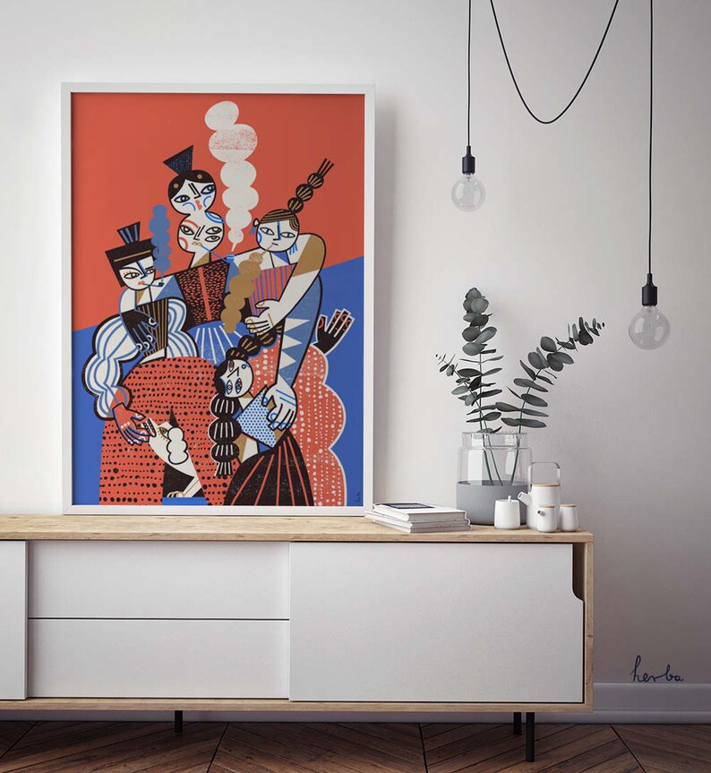 Girlfriends / Modern Art Print / Girls Illustration / Fine Art Etsy UK