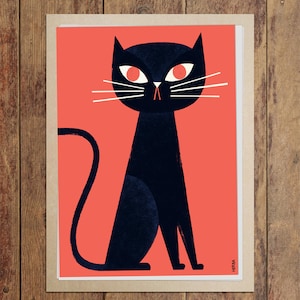 Wall art giclee print: Black Cat / Black cat print / Cat wall decor / Cat art / Illustration. 50x70cm, 40x50, 30x40 cm / Cat poster for kids image 6