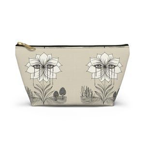 Floral Eye Accessory Pouch | Boho Makeup Bag, Travel Organizer, Gift for Her, Cute Zippered Case, Nature Inspired Storage