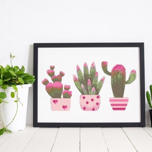 Colorful Cacti Cross Stitch Pattern