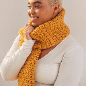 Chunky Crochet Scarf Mustard Gold