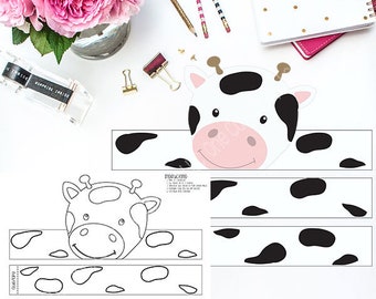 Cow Paper Hat Crown / Color and Color Your Own / Printable PDF