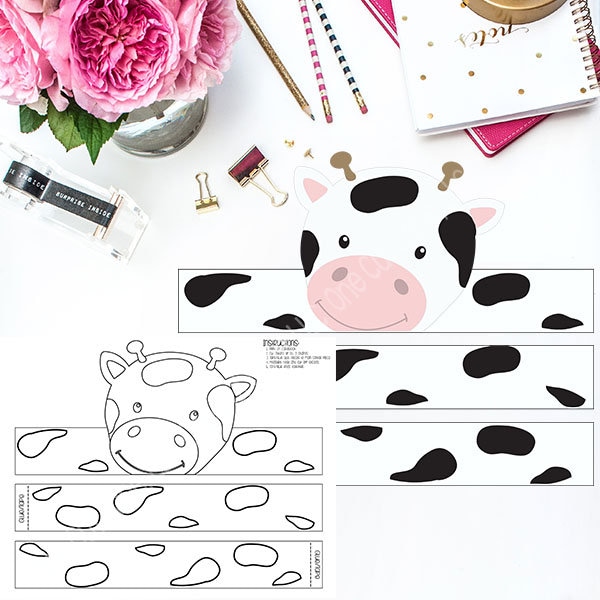 Kuh Papier Hut Krone / Farbe und Farbe nach Wunsch / Printable PDF