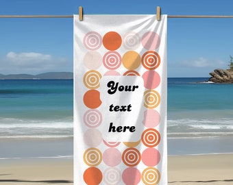 Retro Design Personalized Beach Towel, Custom Gifts for Honeymoon, Bridesmaids, Girls Trip, Family Vacation, Pool Party Birthday