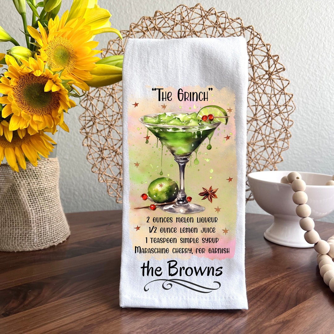 Personalized the Grinch Martini Recipe Tea Towel Dish Etsy