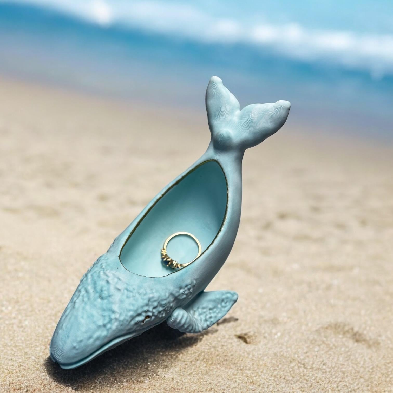 Blue Whale Trinket Dish, Jewelery Ring Holder, Coastal Decorative