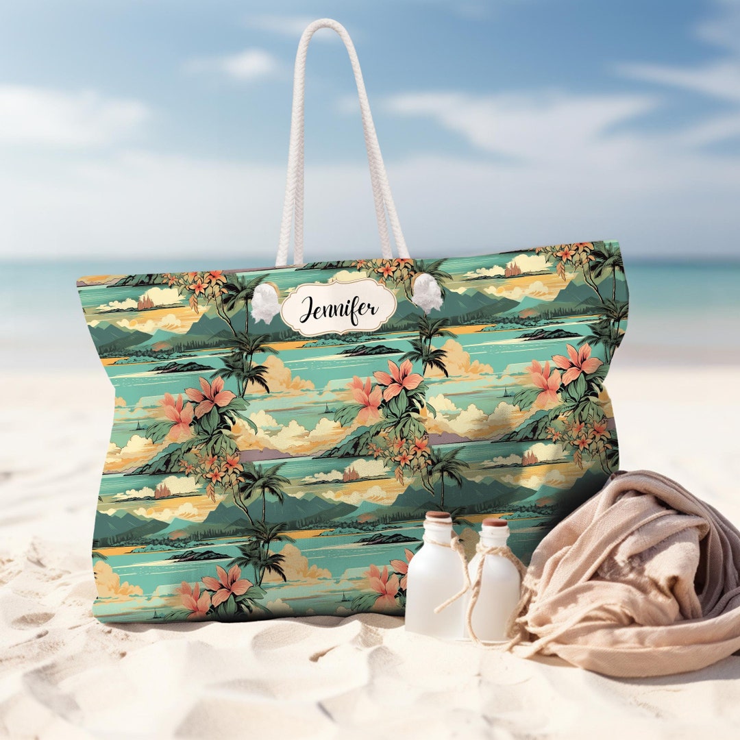 Personalized Vintage Hawaiian Beach, Travel, Shopping Bag, Vacation Bag ...