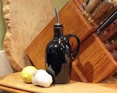 Olive Oil Jug, Pottery Jug, Handmade Ceramic Olive Oil Bottle, Olive Oil Cruet, Olive Oil Dispenser in Tenmoku Glaze
