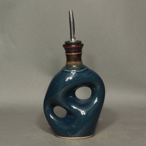 Olive Oil Dispenser In Dark Blue Glaze