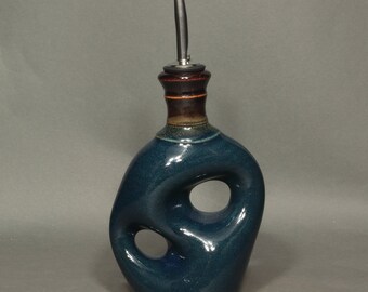 Olive Oil Dispenser In Dark Blue Glaze