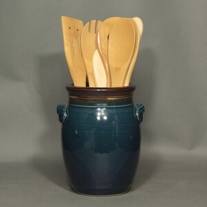 Utensil Holder in Dark Blue Glaze