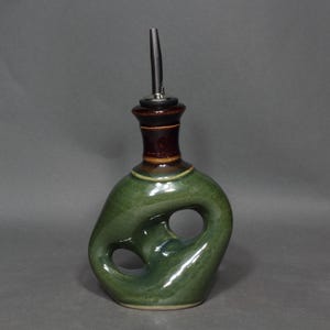 Olive Oil Dispenser in Dark Green Glaze