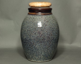 Cremation Urn For Human Ashes, Jar, Urn, Gallon Jar, Lidded Jar, Funerary Urn, Cremation Urn in Speckled Hen Glaze