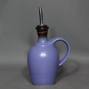 Olive Oil Dispenser, Oil Jug In Purple Glaze