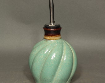 Olive Oil Dispenser With Spirals in New Green Glaze