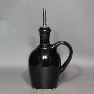 Olive Oil Dispenser, Oil Jug In Tenmoku Glaze
