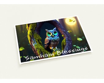 Samhain owl Pack of 10 cards (2-sided, standard envelopes)