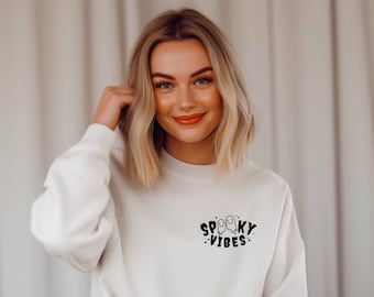 Spooky Vibes Halloween Shirt Sweatshirt, Halloween Sweatshirt, Fall Shirt, Fall Sweatshirt Spooky Season, Trick o Treat shirt Crewneck
