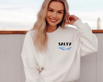 Simple Salty Sweatshirt, Beach Sweatshirt, Summer Sweatshirt, Gift for Her, Beach Lover Crewneck Sweatshirt, Beach Pullover, Vacation, Surf