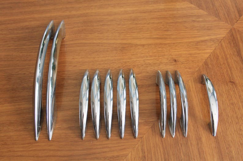 Curved Chrome Drawer Pulls in Various Sizes MCM Vintage Etsy