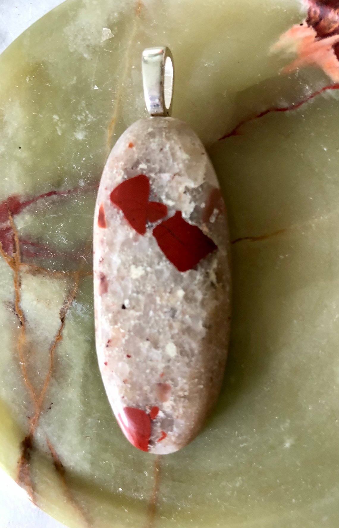 Michigan Pudding Stone Handpolished Oval Pendant Etsy