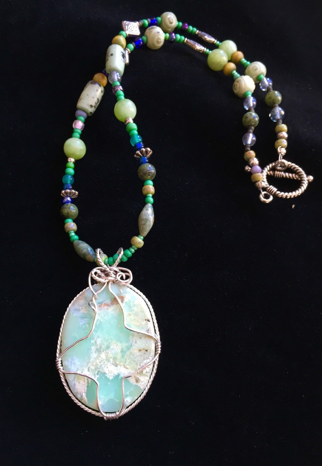 Chrysoprase Wire Wrapped Necklace - Etsy