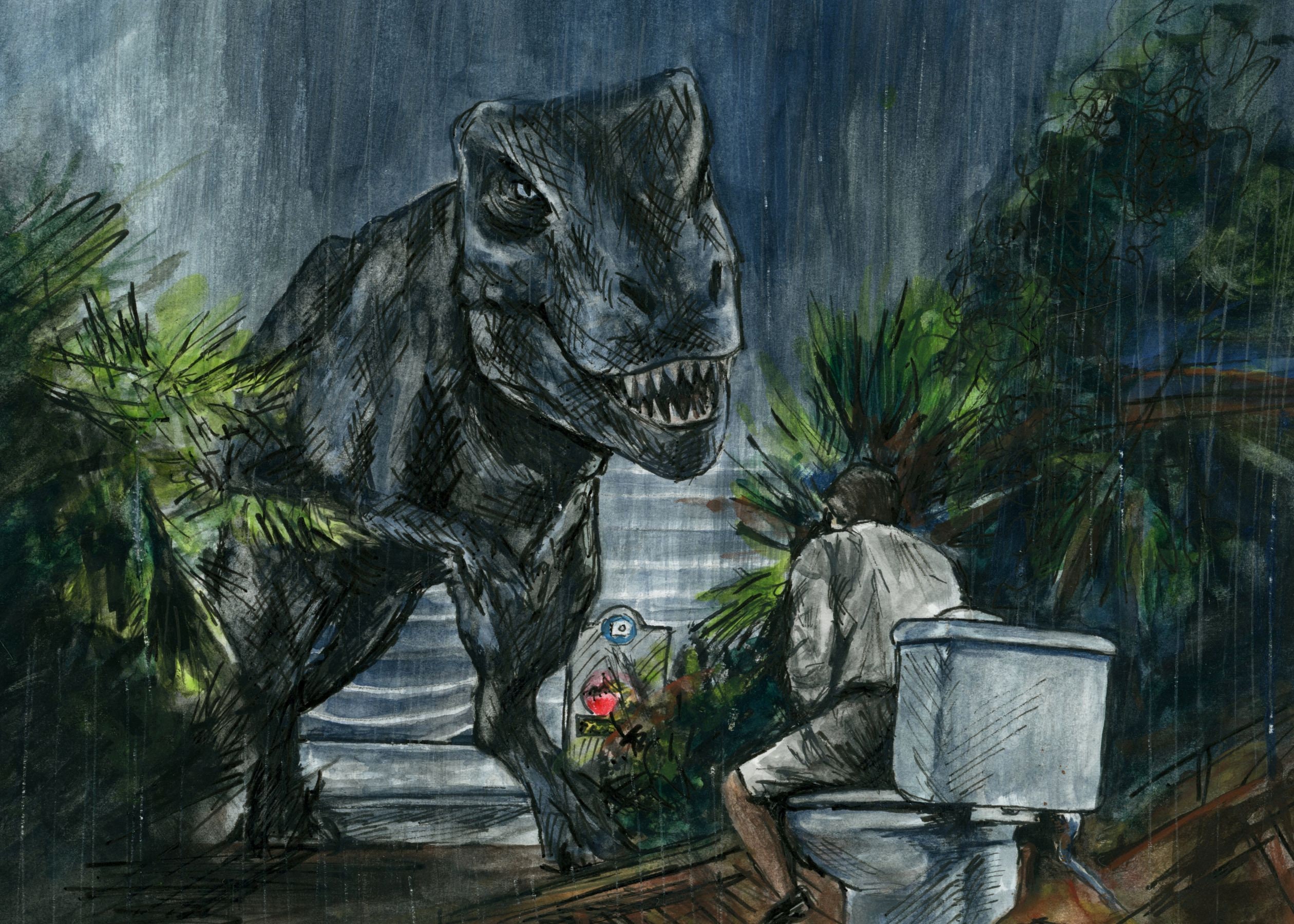 HOW TO DRAW DINOSAUR: JURASSIC PARK T-REX MOVIE SCENE 