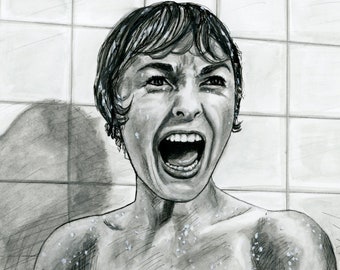Psycho Shower Scene Painting Psycho Movie Alfred - Etsy