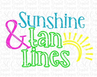 Sunshine & Tan Lines SVG, Summer svg, Cute Summer Cut File, Digital File, svg, pdf, png Buy 3 Get 30% Off