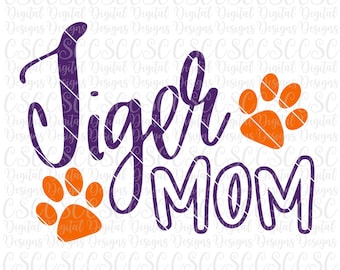 Tiger Mom SVG, Team Name svg, Paw Print Tiger Mom Cut File, Baseball Mom, Football Mom, Commercial Use, Digital File svg Buy 3 Get 30% Off