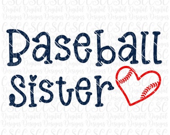 Baseball Sister SVG, Baseball Heart svg, Baseball Sister Cut File, Commercial Use Baseball svg, Digital File svg, Buy 3 Get 30% Off